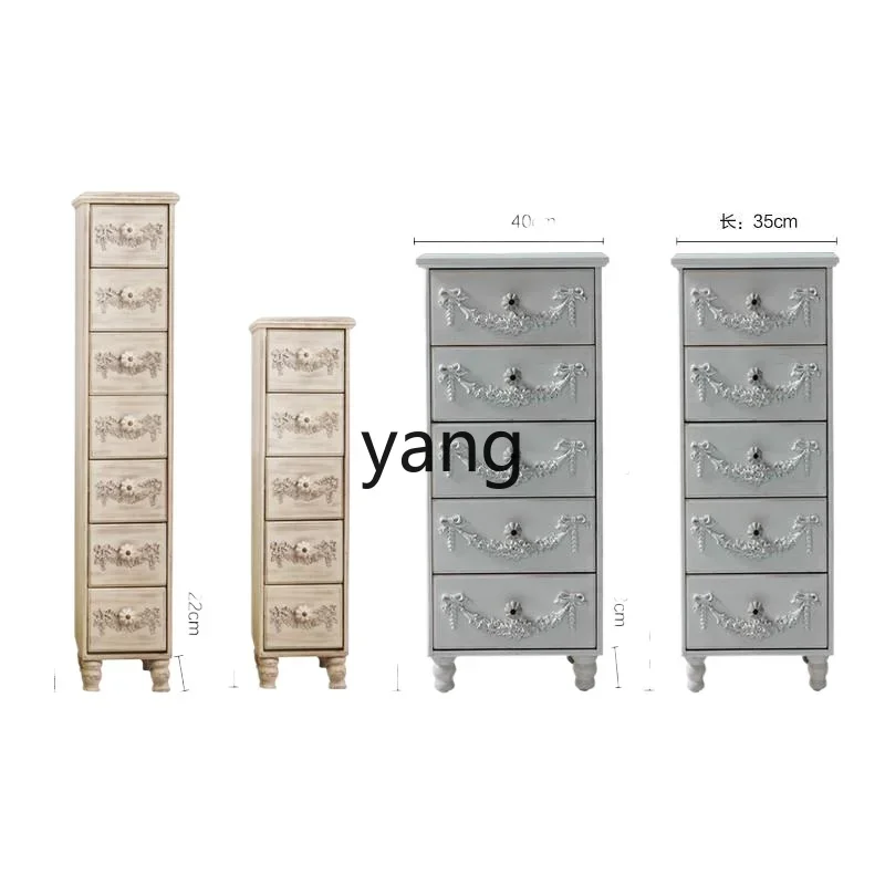 

CX solid wood mini bedside table small apartment narrow slot French storage storage cabinet