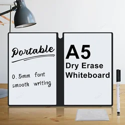 A5 Reusable Whiteboard Notebook Weekly Planner Portable  Stylish Office Notebooks Leather Memo Whiteboard with Pen Erasing Clot