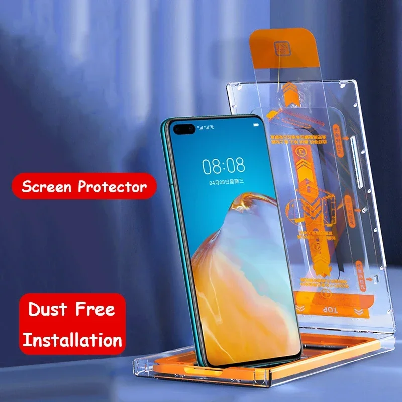 Clear Tempered Glass Film Screen Protector For Huawei P40 P30 Mate 30 With Dust Free Installation Install Kit