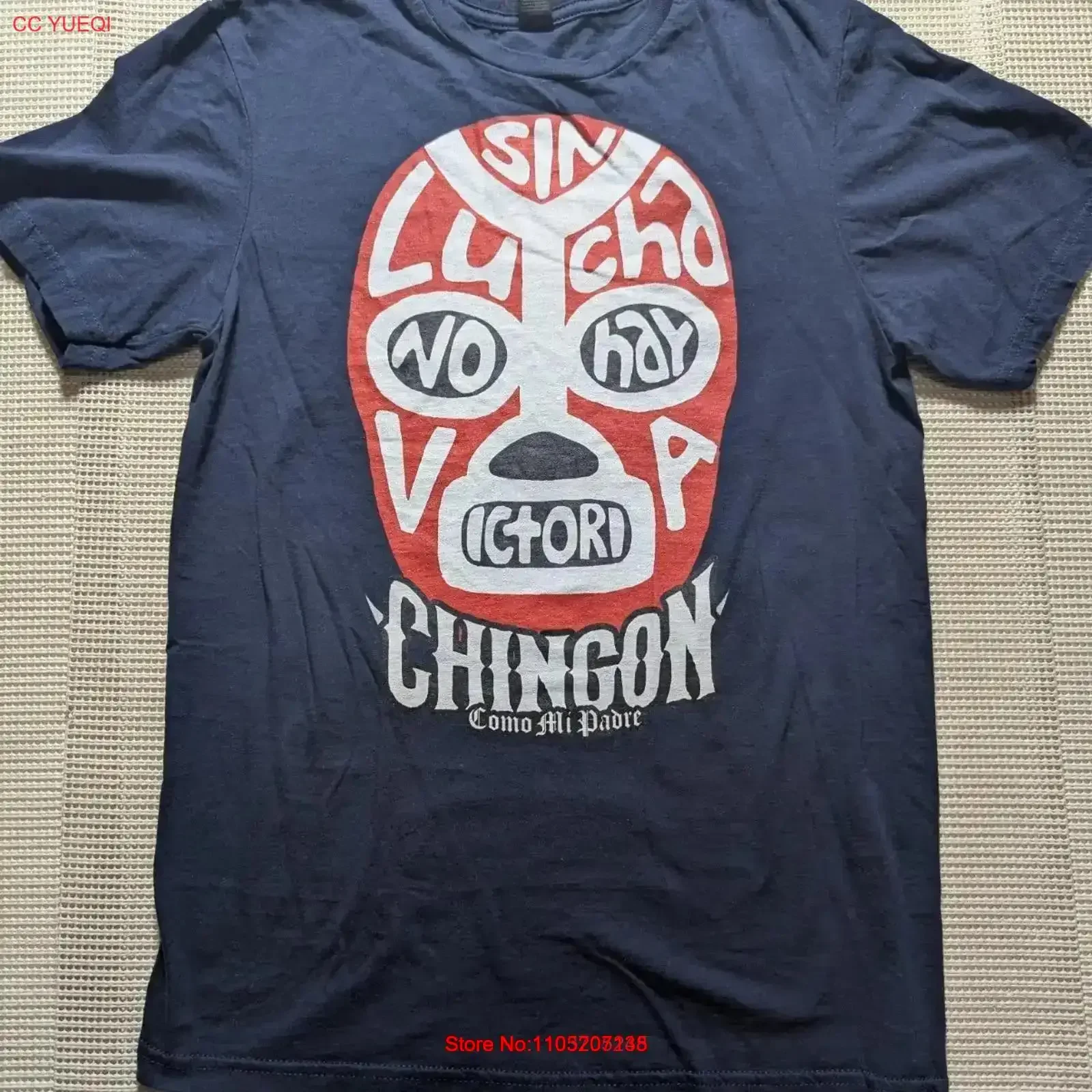 تي شيرت Lucha Victoria Chingon OG Greaser تي شيرت Chinga MI Padre Luchador المصارعة SML عتيق مغسول غير رسمي ممتد #1