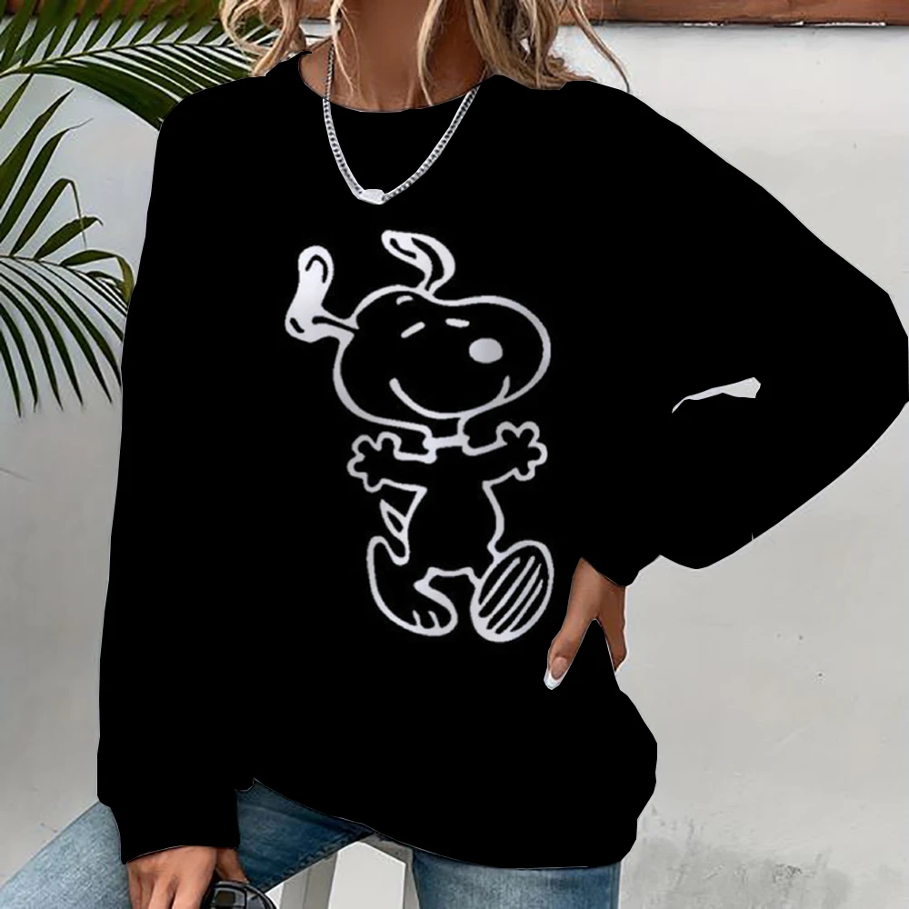 Snoopy Kawaii Print Sweatshirt Women Soft Goth Hooded Ladies Autumn Vintage Long Sleeve Pullovers Casual Tops 2023 New Y2k