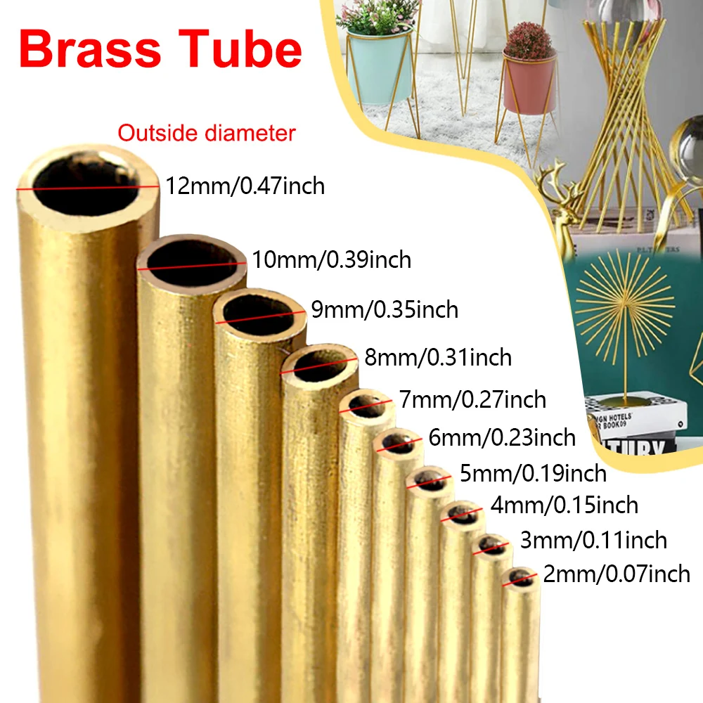 Brass Tube Diameter 2/3/4/5/6/7/8/9/10/11/12/13/14/15mm Length 300mm 0.5mm Round Pipe Tubing Brass Rod Modelmaking Cutting Tool