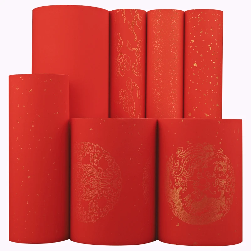 Red Xuan Paper Spring Couplets Rijstpapier Rolling Chinese Spring Festival Calligraphy Paper Chinese Half Ripe Red Xuan Paper