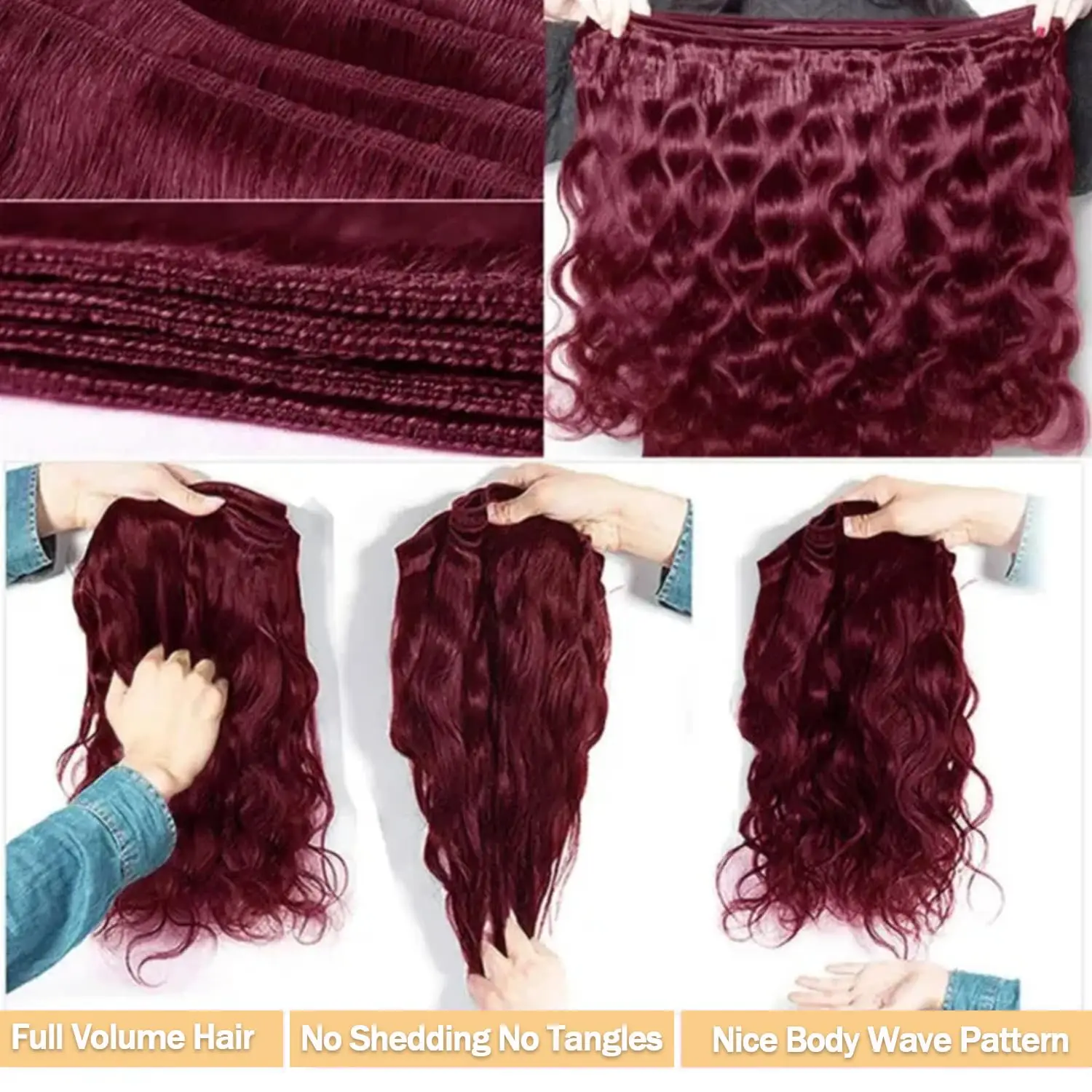 16A 99j Fasci di onda del corpo Capelli umani brasiliani Fasci di doppio tessuto da 34 pollici 3/4 pezzi / lotto Estensione dei capelli umani colorati per donna