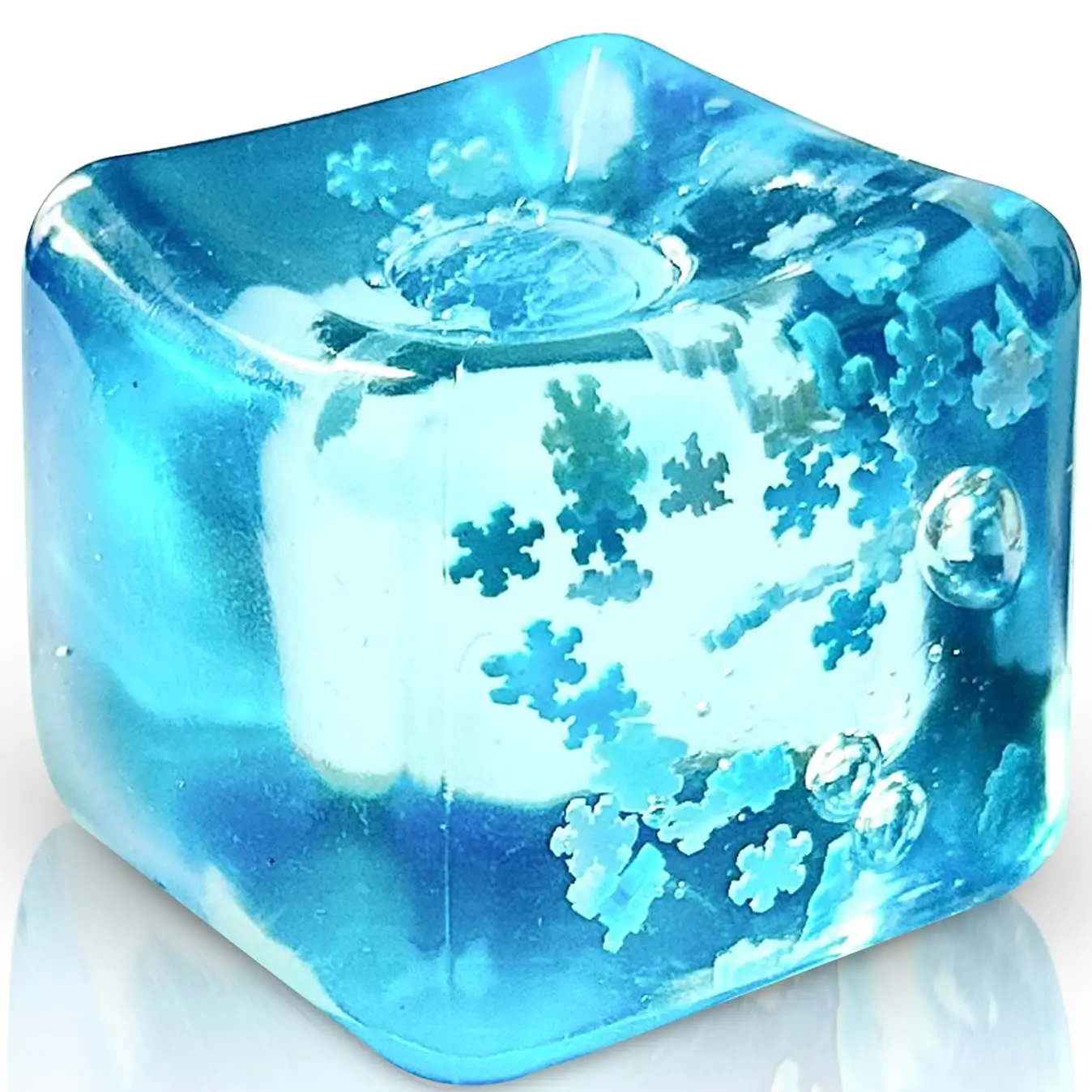 Stress Balls Ice Cube with Snowflakes Snow Pieces Silent Nice Square Shape Anxiety Sensory Squishy Fidget Toy Calming Kids