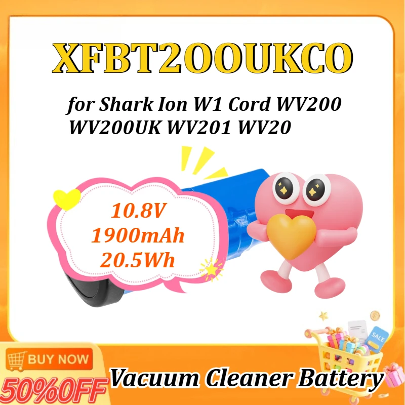 

10.8V 1900mAh 20.5Wh XFBT200UKCO for Shark Ion W1 Cord WV200 WV200UK WV201 WV20 Vacuum Cleaner lithium Battery Safe and Durable