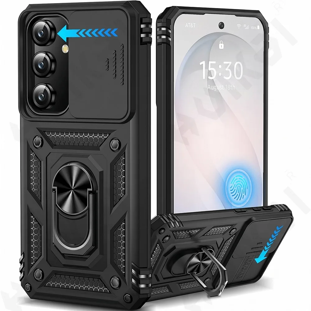 Case For Samsung S26 FE Finger Ring Stand Lens Protection Full Body Rugged Protective Slide Camera Cover