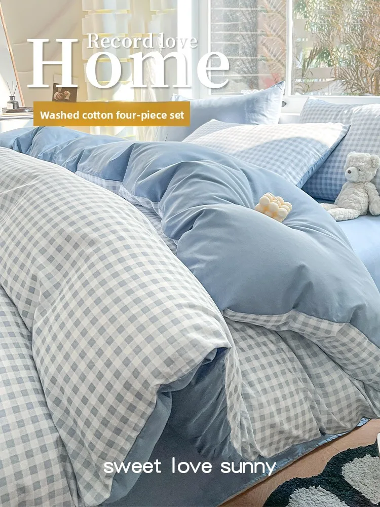 

Thiened Single Person Cotton Duvet Cover Non-Cotton Waed Modern Simple Sle Bedding Cover All Seasons Skin-friendly