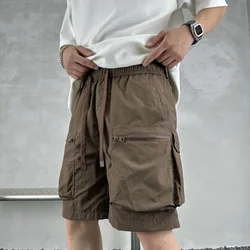 Large Pocket Workwear Shorts For Men 2024 Summer Breathable Quick Drying Casual Capris Streetwear Solid Color Cargo Short Pants