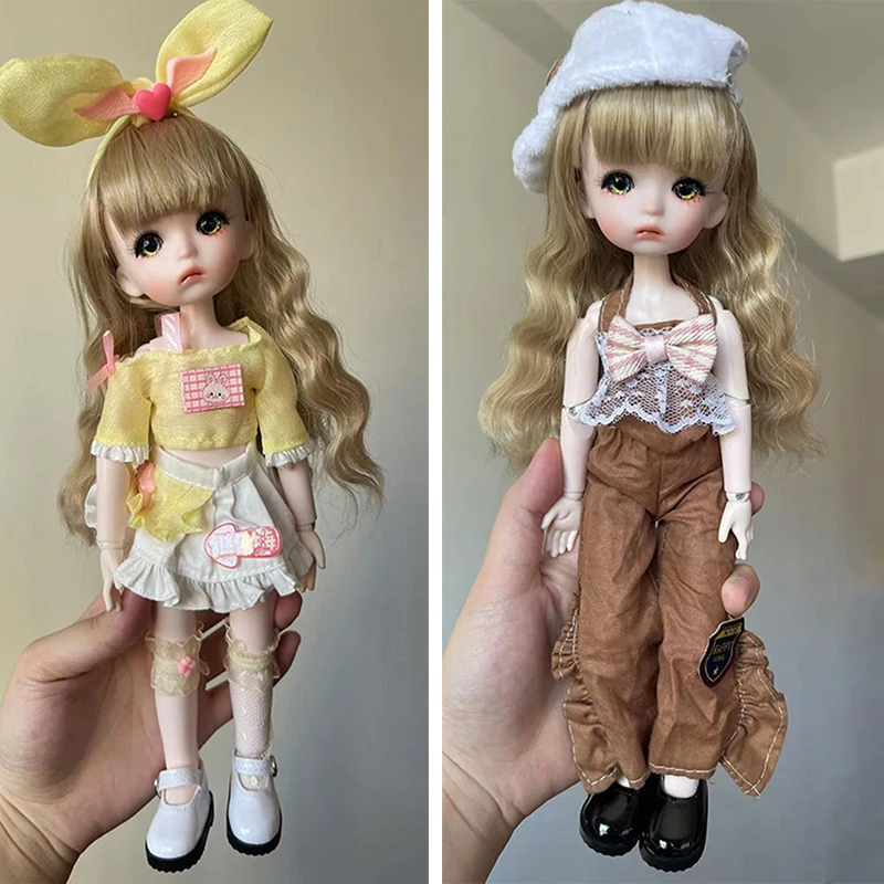 Fashion 1/6 Bjd Doll Full Set Princess Doll 28cm Mechanical Joint Body Handmade DIY Makeup Doll Kids Girls Doll Toy Gift