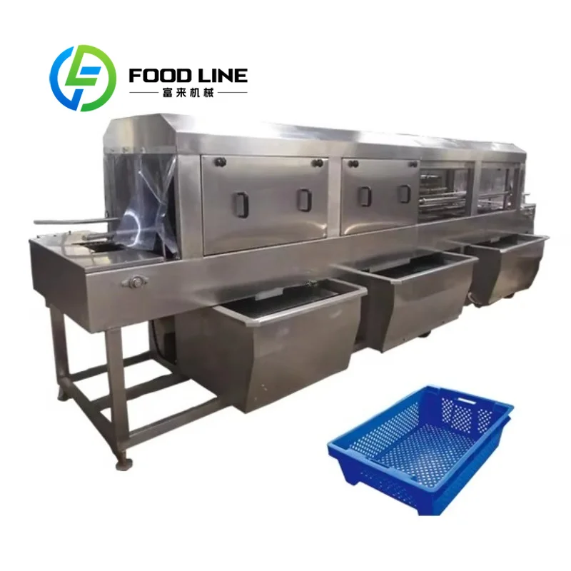 Precision Plastic Box Washing Line Accurate Temperature Control Heaters Maintain Optimal Water Heat For Dissolving Detergents
