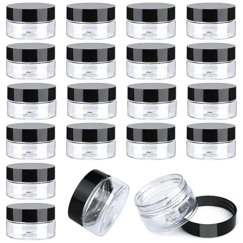 12PCS Plastic Cream Jars Sample Beauty Containers with Leak Proof Wide Mouth Travel bottle for Toiletries Cream 2/3/5/10/15/20ml