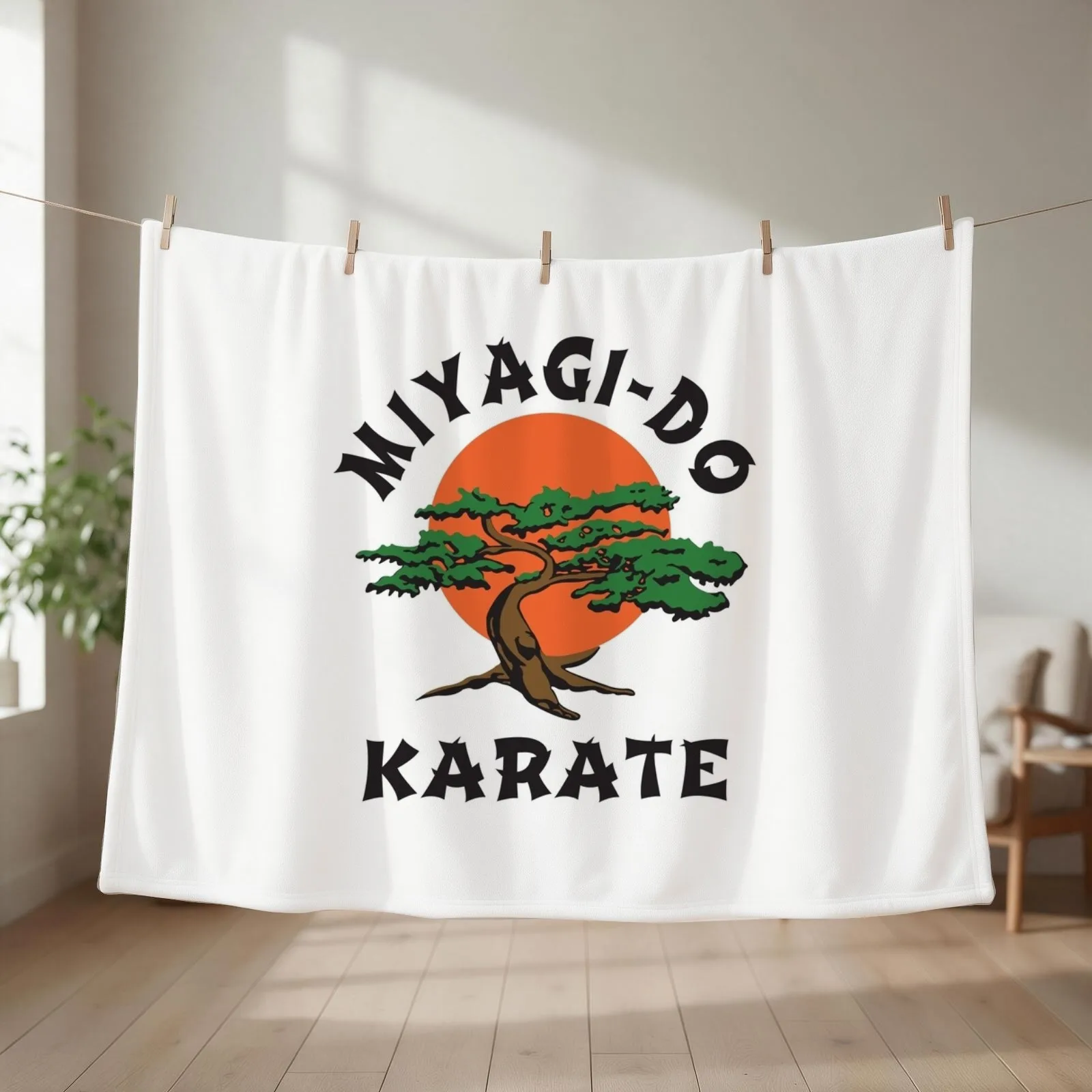 Miyagi Do Karate Throw Blanket couch cozy soft plush fuzzy picnic outdoor blanket