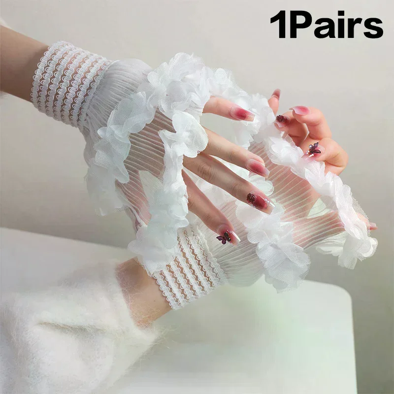 Nail Photo Equipment Short Mesh Wrist Fake Sleeves Manicure Decorative False Cuff Tulle Item Nail Art Take Picture Background