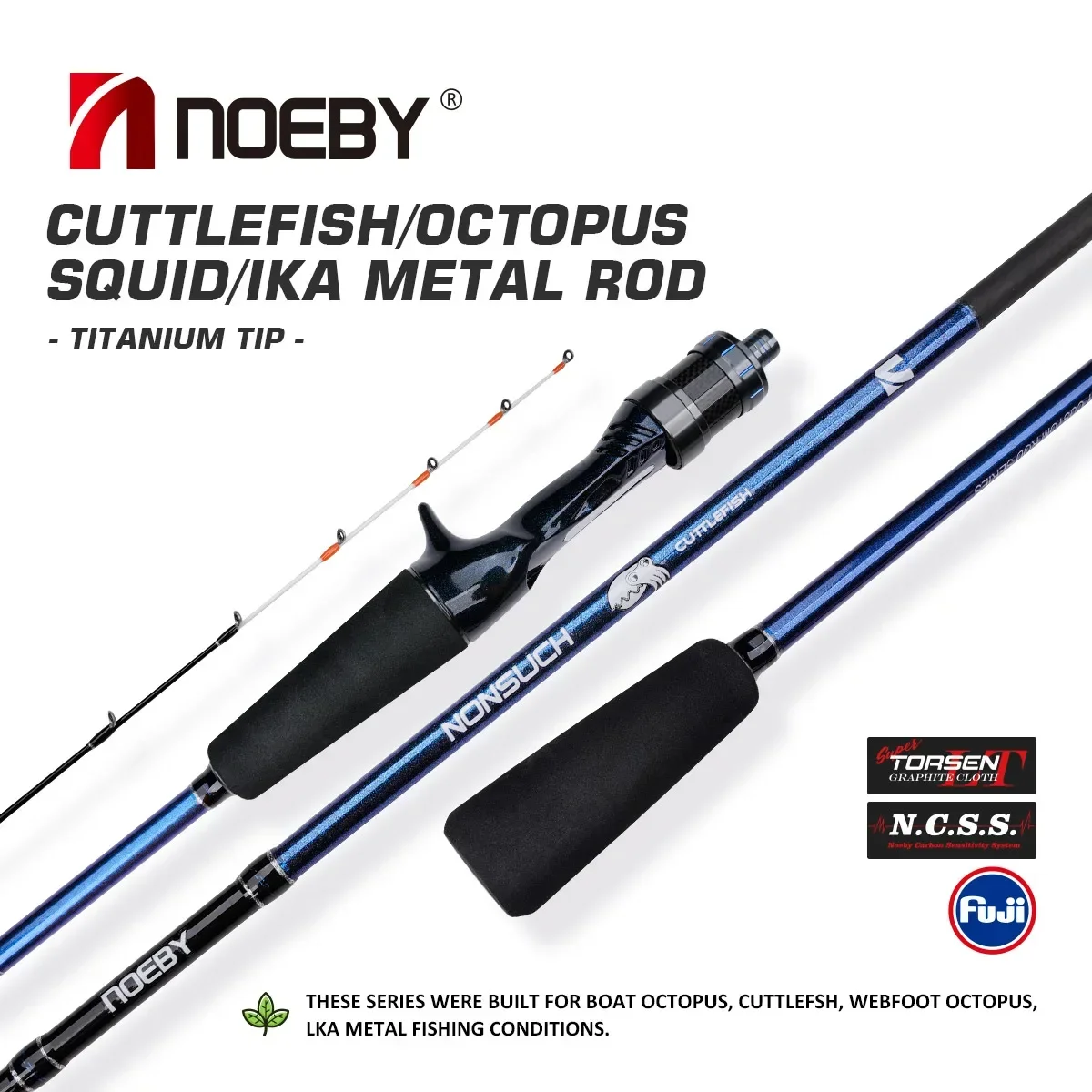 Noeby Titanium Tip Cuttlefish Octopus Fishing Rod 1.45m 1.55m 1.68m 1.7m Squid Eging Rod Full Solid Carbon Boat Fishing Rods