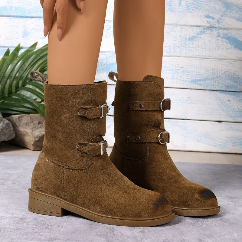 

Ankle Boots for Women Flats New Winter Shoes Suede 2025 Trend Fashion Snow Boots Walking Woman Sneakers Casual Sport Botas Mujer