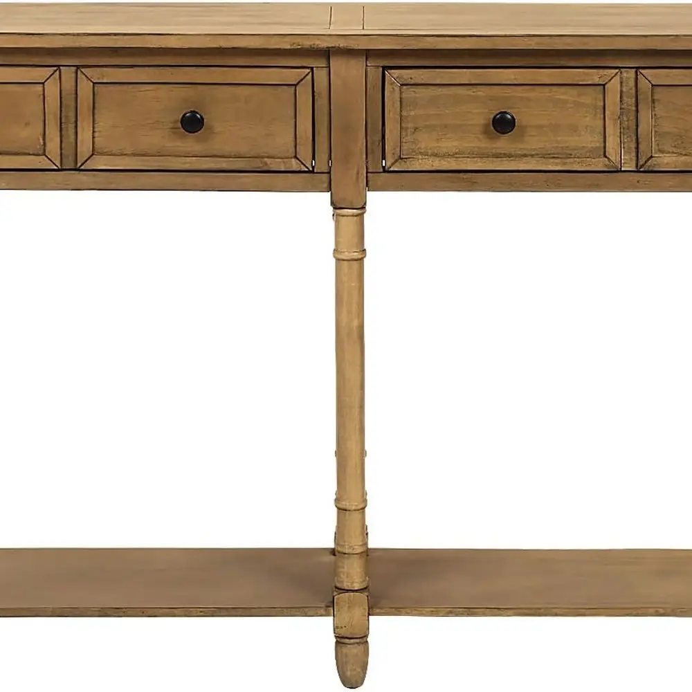 طاولة كونسول دخول من الخشب الصلب مع أدراج ورف، لمسة نهائية من خشب الصنوبر القديم، 58 طويلة للممر وغرفة المعيشة #5