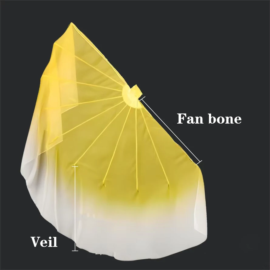 Chiffon Black Big Fan Veil Opening Dance Props Fishbone Foldable Handle Dancing Fan Chinese Folk Worship 85cm 95cm Customized