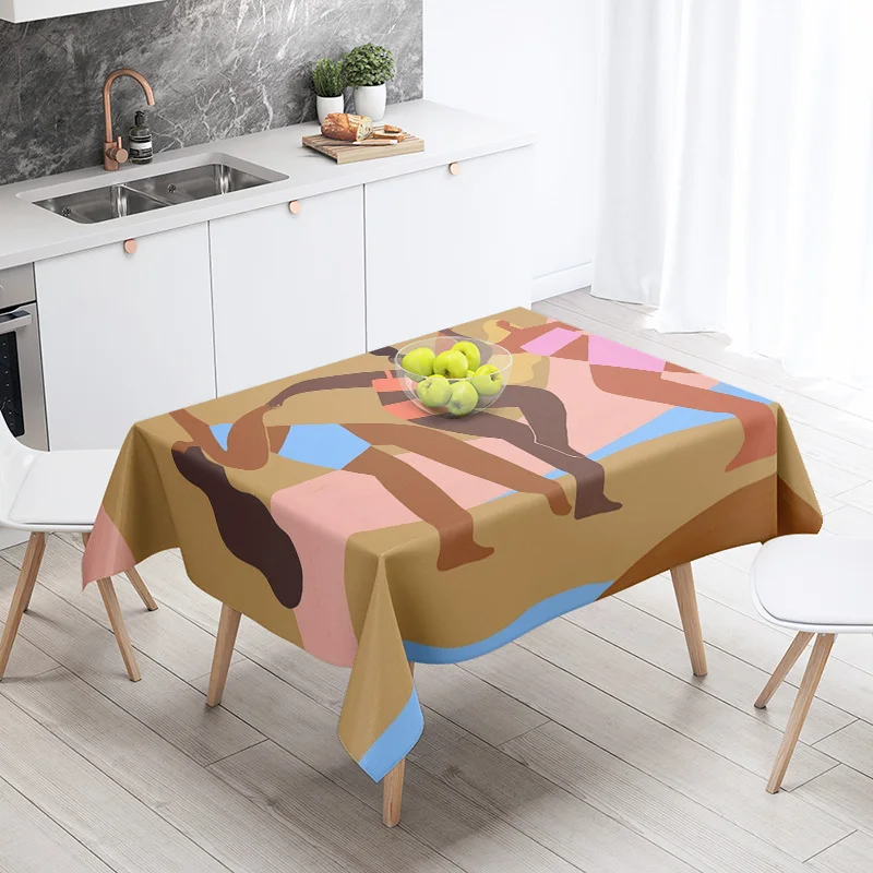 Abstract Geometry Morandi Tablecloth Rectangular Fade-proof Home Living Room Party Dining Table Decorative Tablecloth