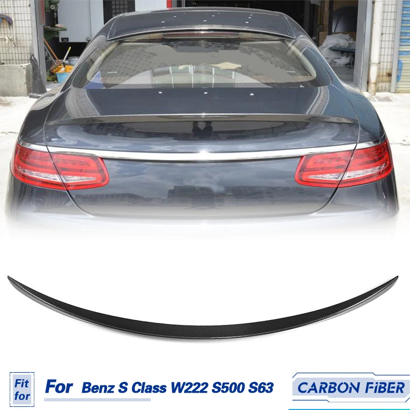 Rear Trunk Spoiler Wings Carbon Fiber for Mercedes-Benz S Class W222 S500 S63 S65 AMG Coupe 2014-2018 Rear Spoiler Wing Lip FRP