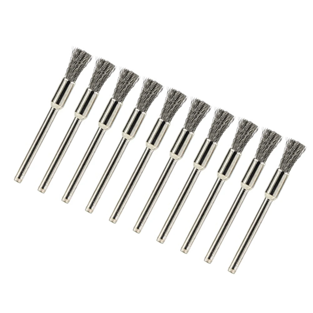 ステンレス鋼ワイヤーブラシ,5x3mm,10個,回転工具,研磨,ドレメル