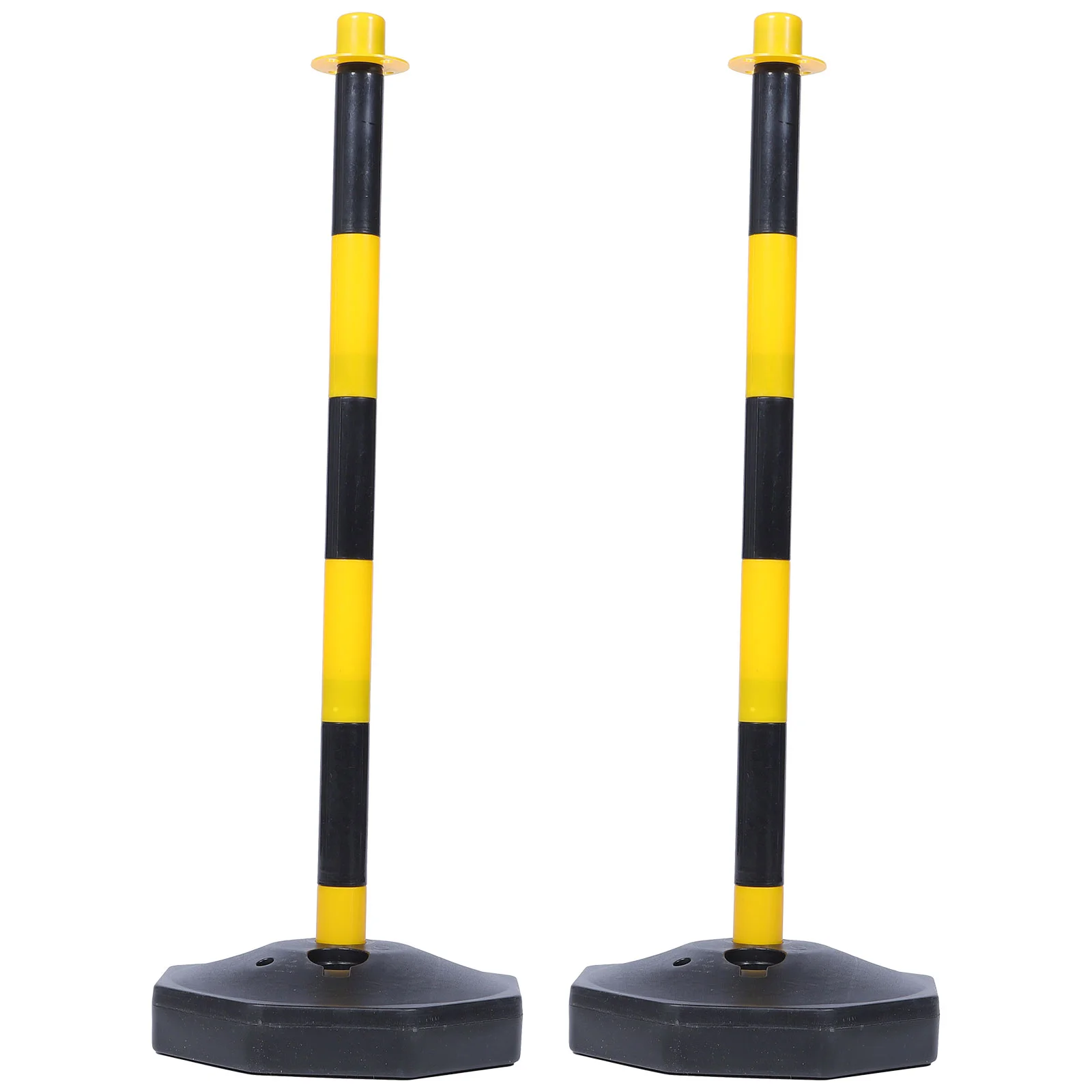 2 Pcs Water Injection Warning Column Car Emergency Kit Garage Parking Aid Safety Cone Barrier Plastic Yellow Assist
