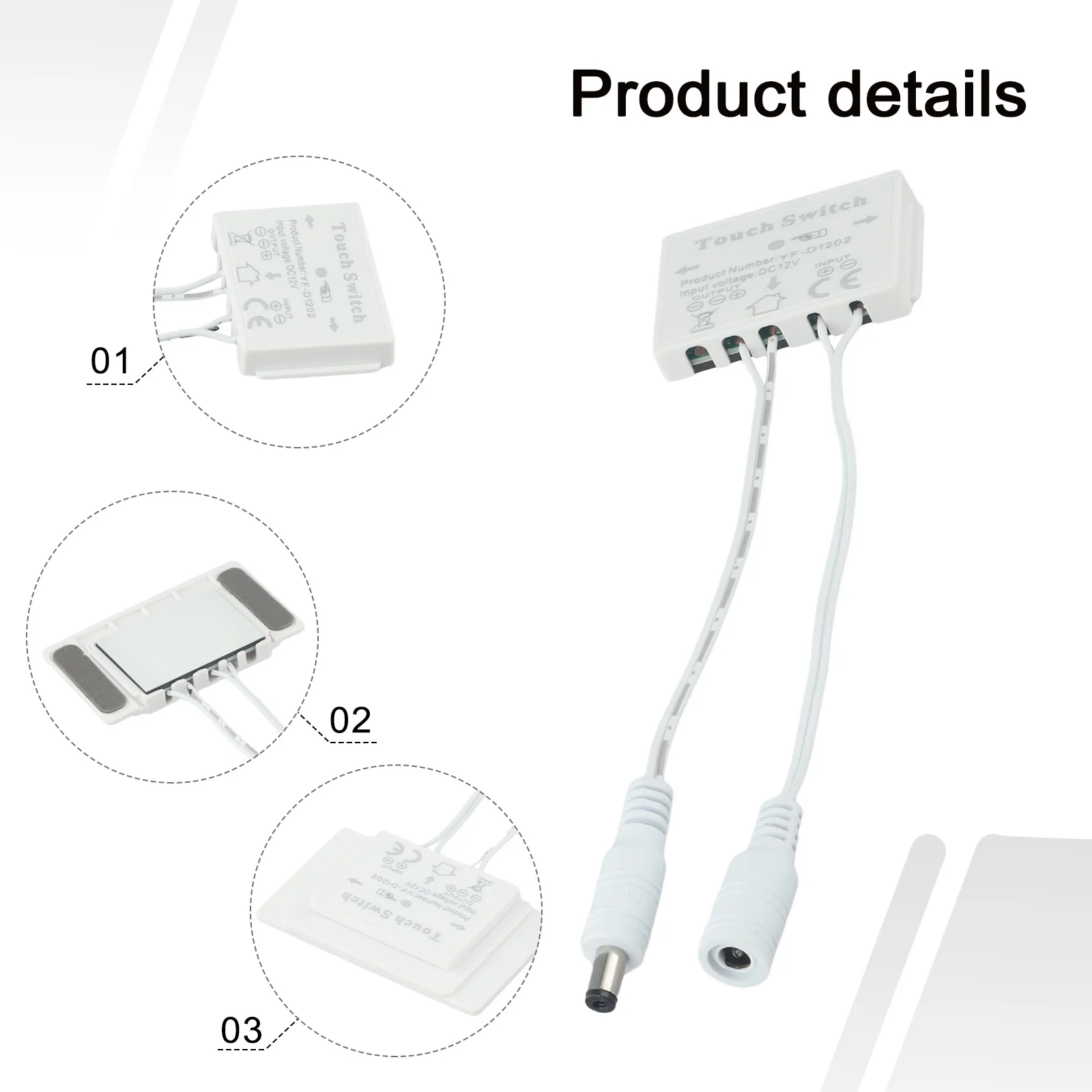 Color 12V 5A Material Note Power Adapter. Touch Sensor Switch Touch Switch Sensor White Connect Dimming Function