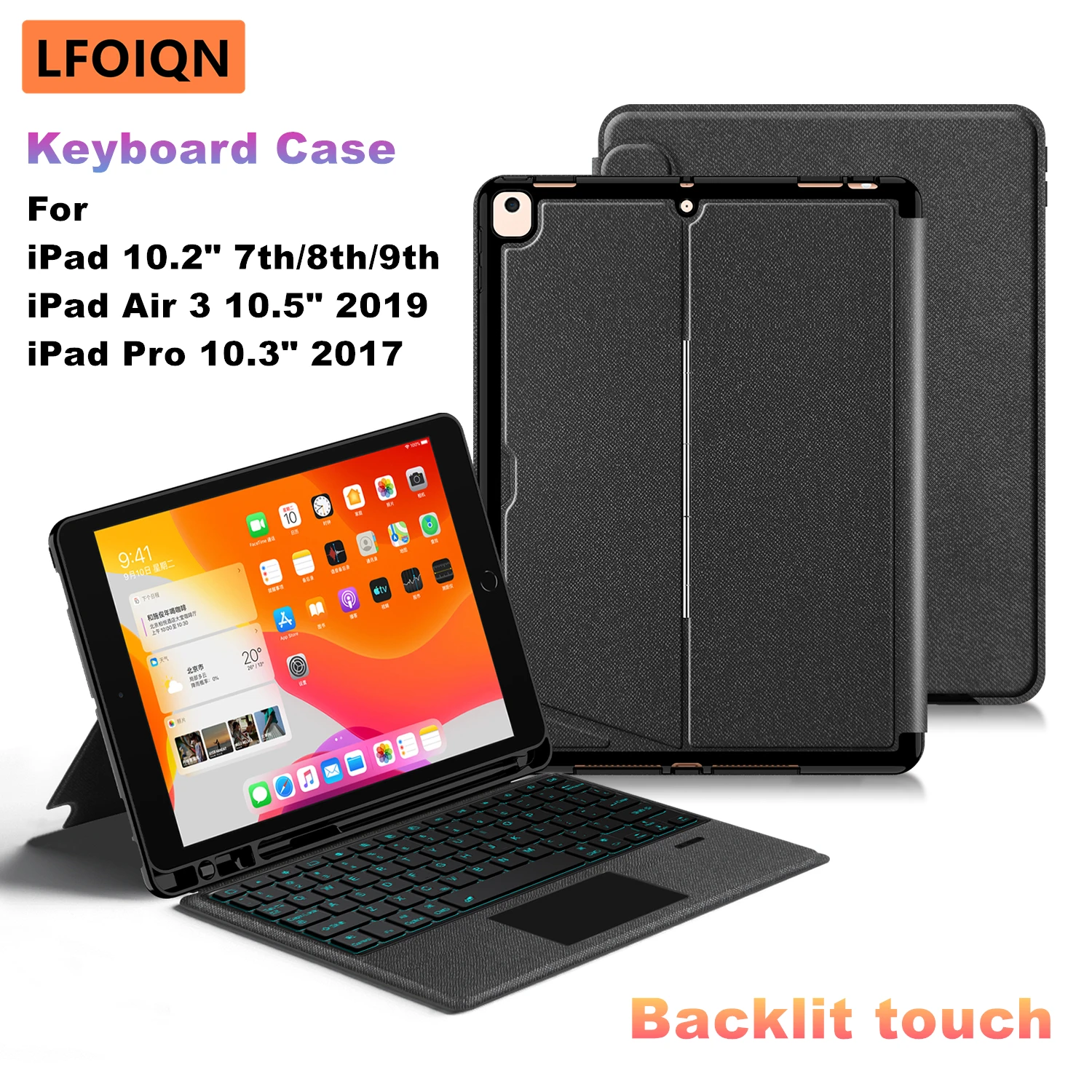 LFOIQN Keyboard Case For iPad 10.2 inch 7th 8th 9th Generation iPad Air 3rd Pro 10.5 in Magic Magnetic Smart Cover Backlight