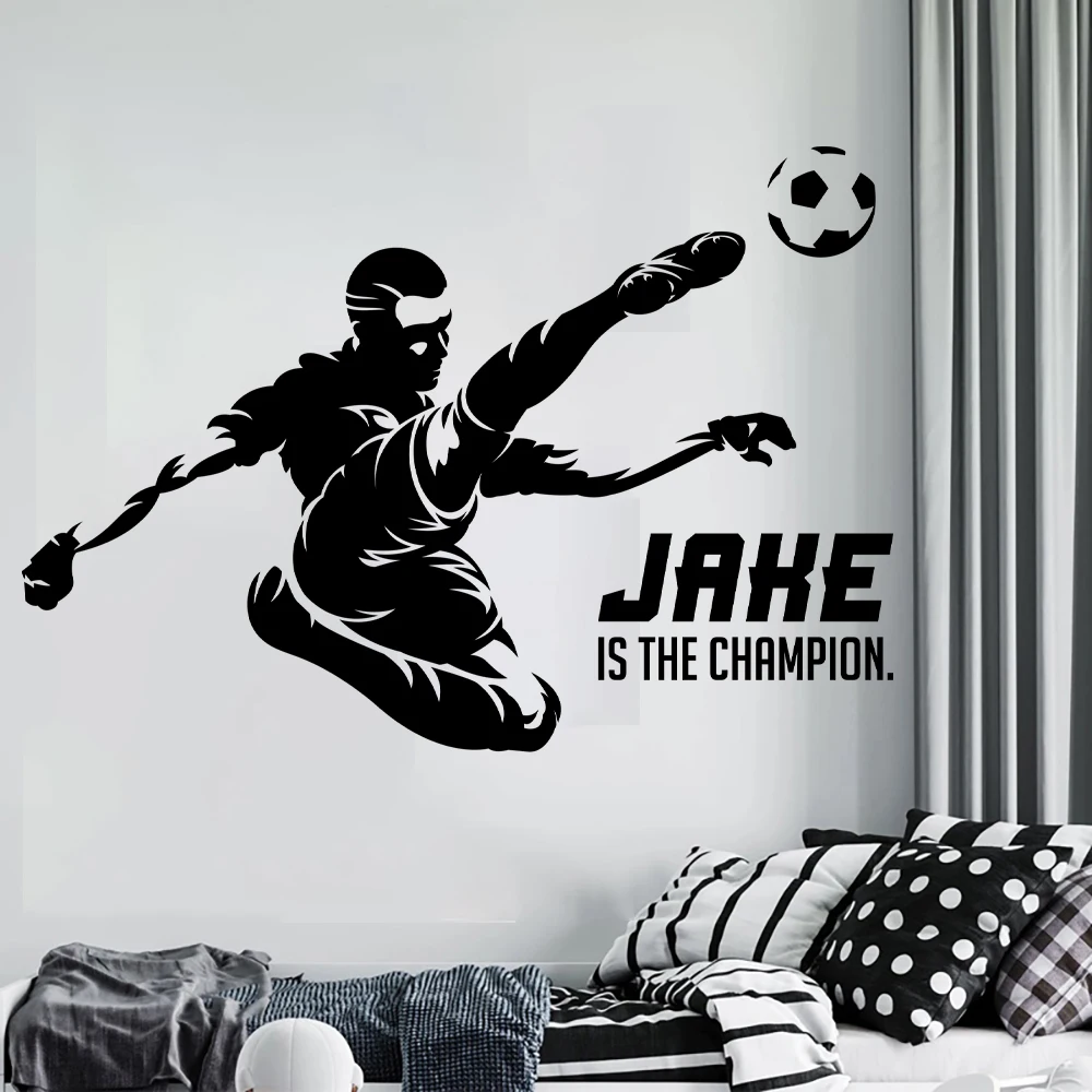 Personalized Name Customized Football Wall Vinyl Home Fashion Football Sports Shooting Football Name Football Decal G-72