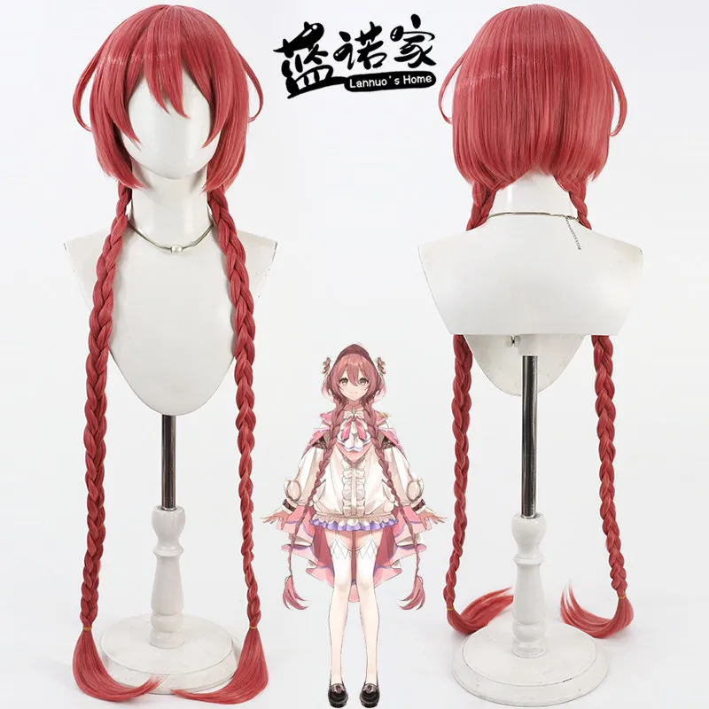 Virtual YouTube Vtuber Amayui Moka Cosplay Wig Halloween Carnival Party Props Synthetic Hair Heat Resistant Fiber + Wig Cap