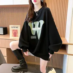 Fashion O-Neck Casual Printed Letter Sweatshirts Female Clothing 2024 Autumn New Loose All-match Tops Young Style Sweatshirts