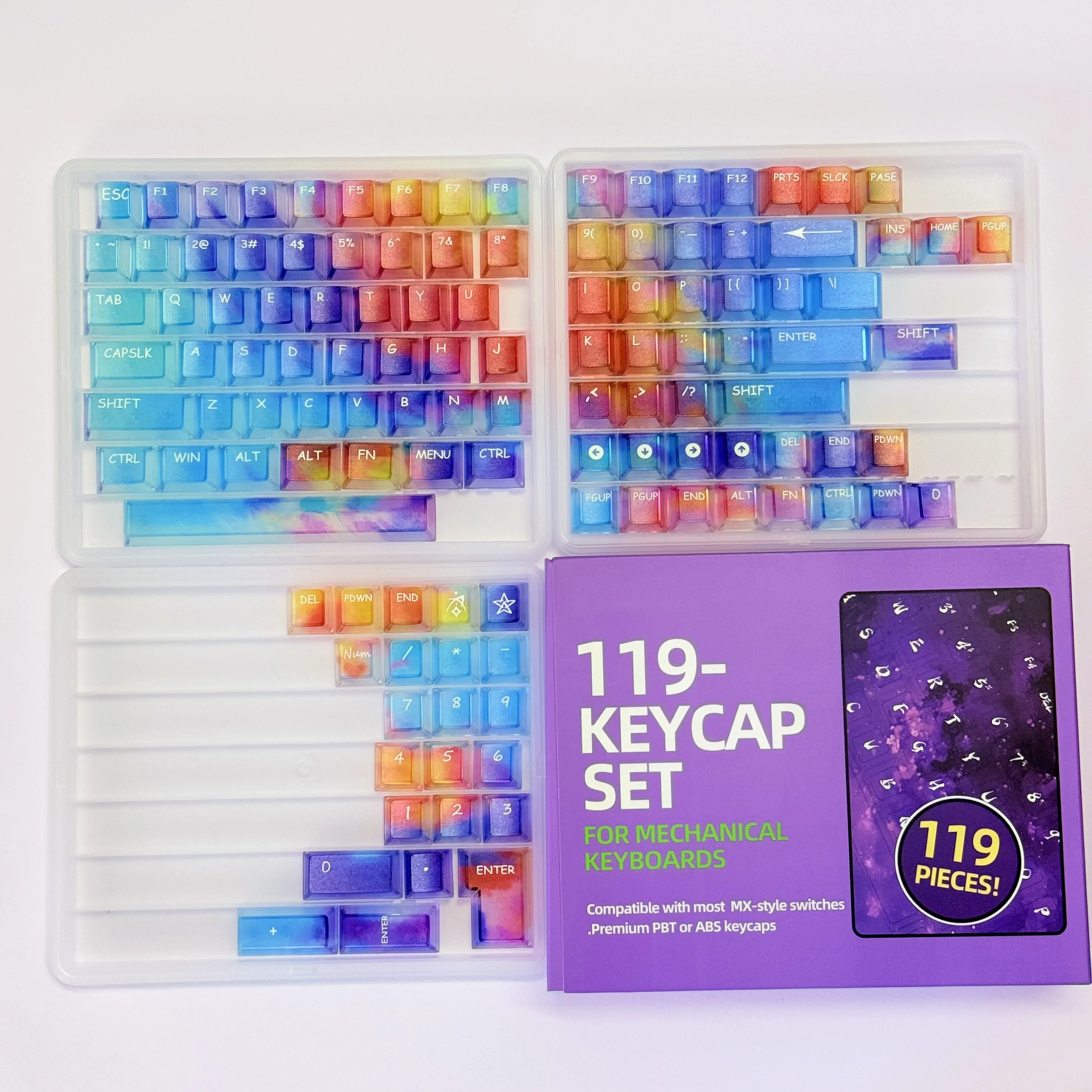 Colorful Keycap 60% 65% 75% TKL 96% 100% PC Custom Frosted matte Keycap for Mechanical Keyboard