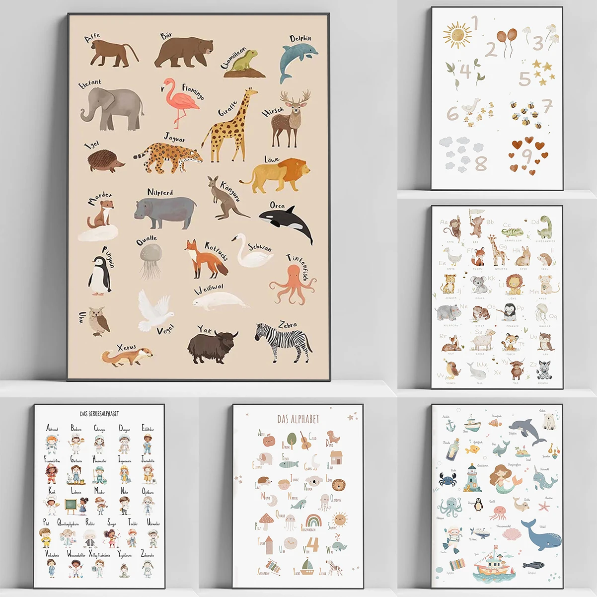 

Alphabet Education Series Poster Print Canvas Pictures Home for Living Room Children's Room Wall Modern Decor