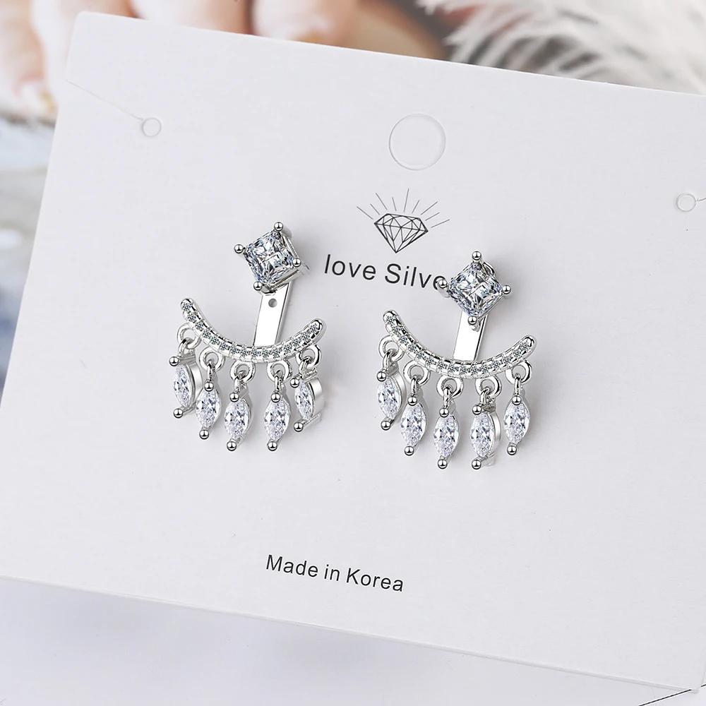 Real D Color Moissanite Stud Earrings for Women 925 Silver Smile Curved Earrings Mini Climber Studs Jewelry