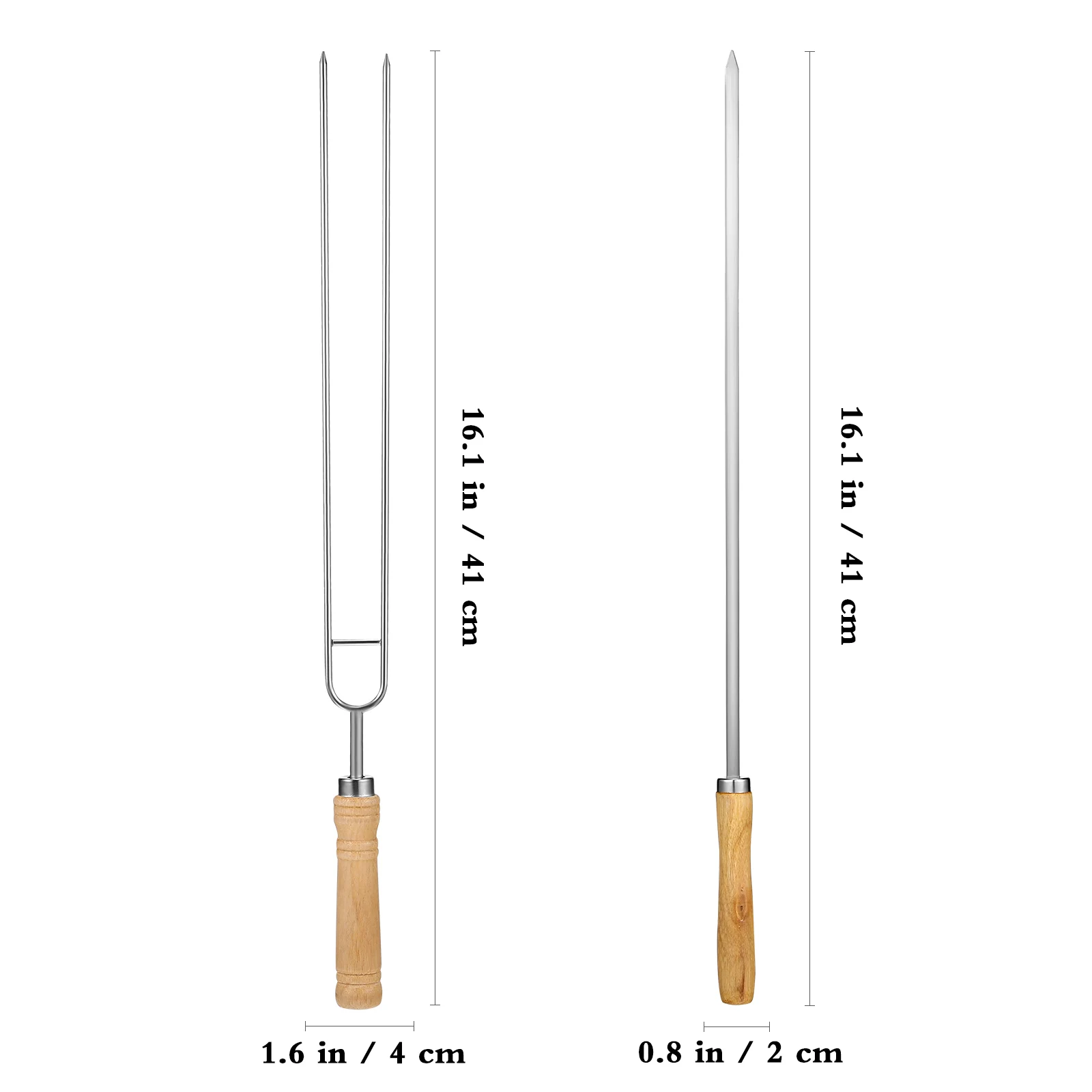 

Stainless Steel BBQ Skewer Double Headed Single Headed Wooden Handle Roasting Stick for Outdoor Grilling Picnic Camping Meat