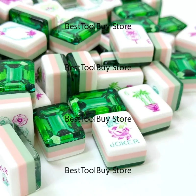 

Modern American Mahjong Tiles 160 Tile Standard Size Four Layer Acrylic Emerald Green for Game Nights Gifting