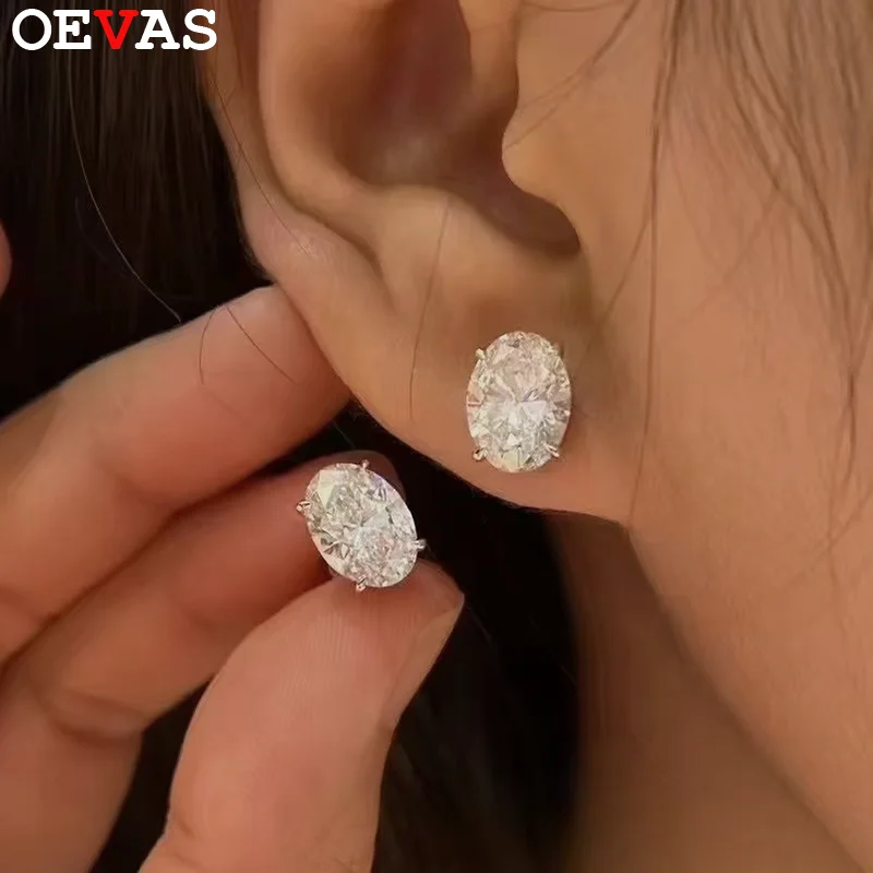 

OEVAS 1ct-4ct Round Cut Moissanite Wedding Earrings For Women S925 Sterling Silver Earrings Classic Engagement Party Jewelry
