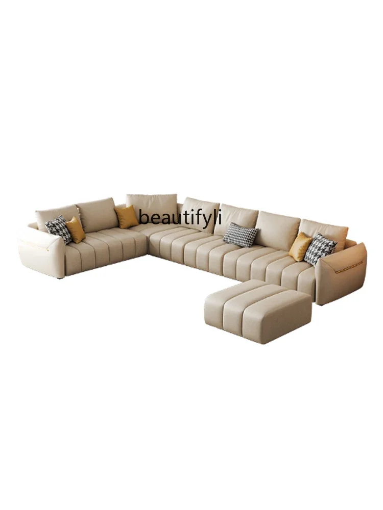 Leave-in technology fabric sofa living room modern light luxury U-shaped corner large apartment Italian piano key combination