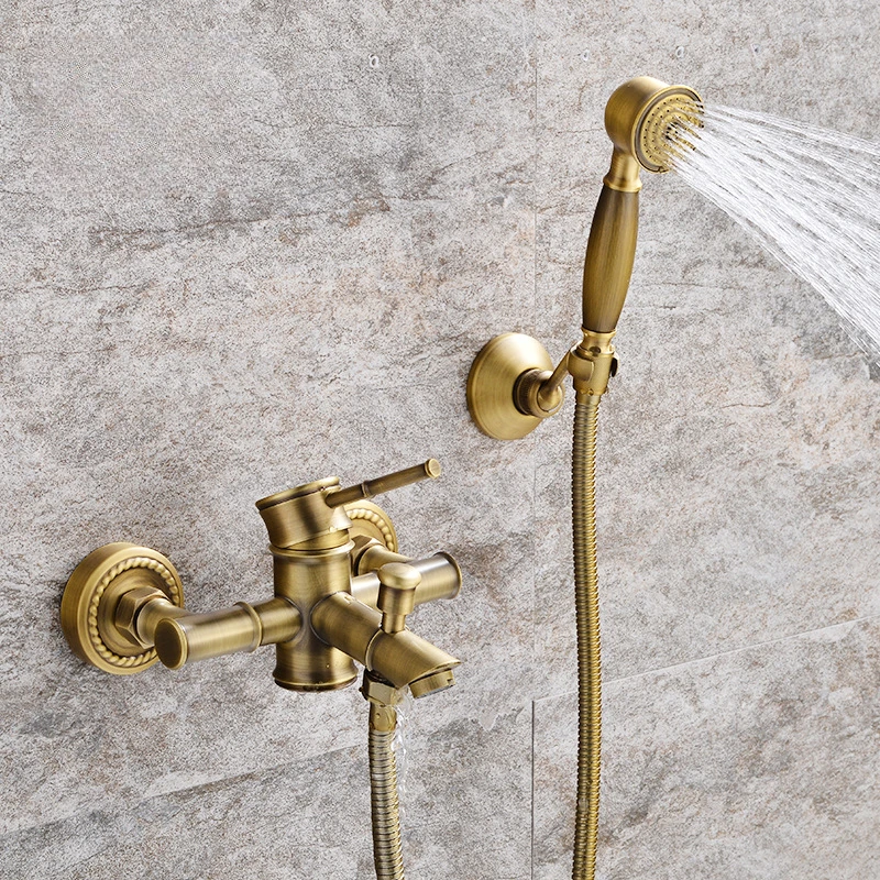 European and American Antique Seven-way Copper Bamboo Joint Two-way Three-way Shower Simple Shower Set