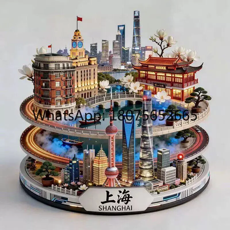 Shanghai cultural & creative refrigerator magnet - metal embossed 3d travel souvenir gift