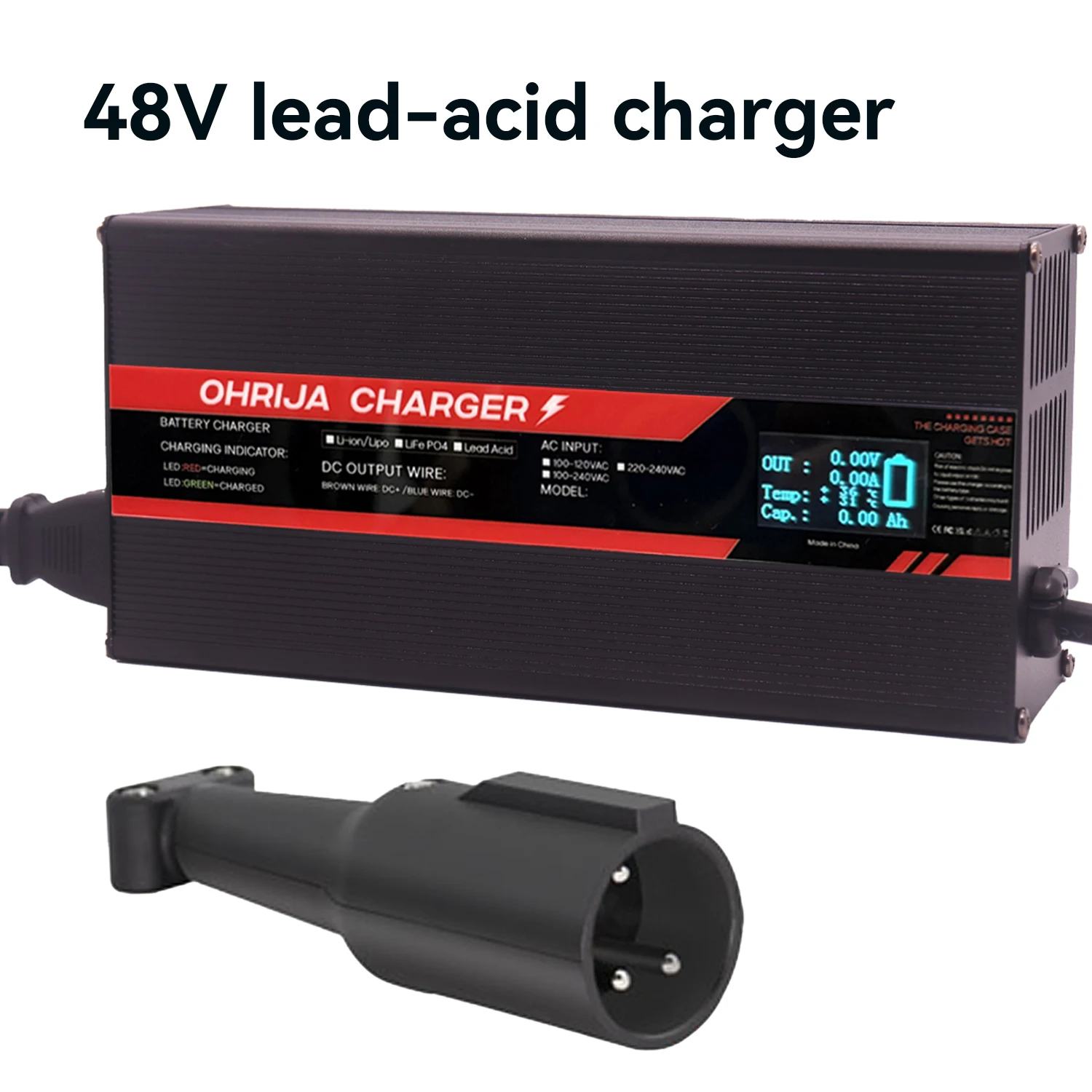 OHRIJA 48 В 15 А свинцово-кислотное зарядное устройство для гольфа с цифровым дисплеем и ручкой для 4-струнной батареи EZGO Golf Cart Club Golf Cart