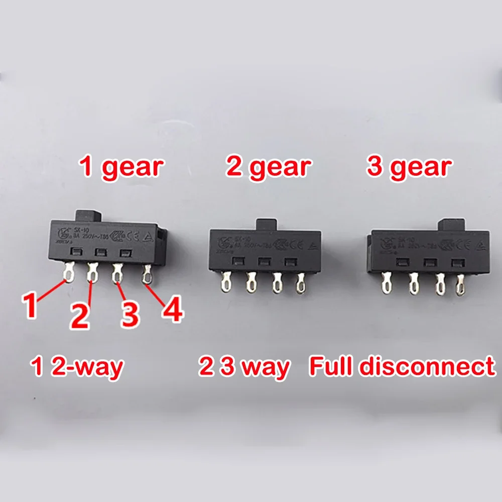 10PCS Micro Mini Black Toggle Switch 3 Gear 4pin Switches Mini Slide Control Switch Electric Band Switch Controller High Quality