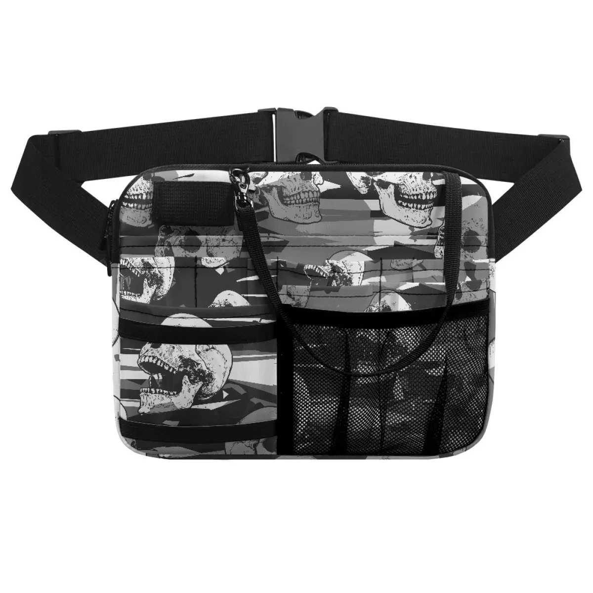 Halloween Gift Scary Skull Style Casual Fanny Pack Multi-Compartment Nursing Tool Bags Tape Holder Portable Belt Organizer 2023