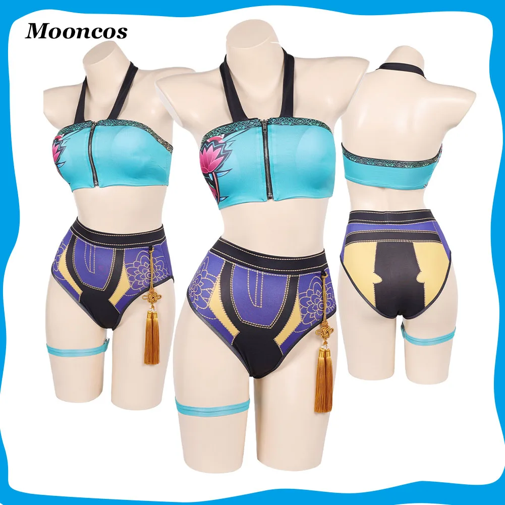 

Купальник Zoey KPop Demon Hunter, карнавальный костюм, топ, шорты, кольца на ноги, одежда для женщин и девочек, летние купальники, маскировка на Хэллоуин