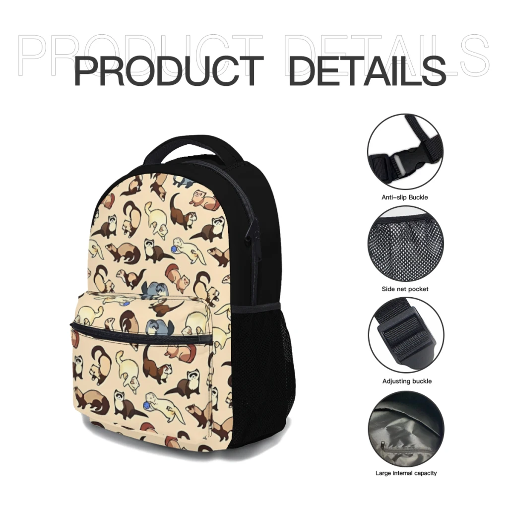 New Fashionable  cat snakes Backpack Bag Large Capacity Trendy Book Bag Multi-pockets Adjustable 17inch