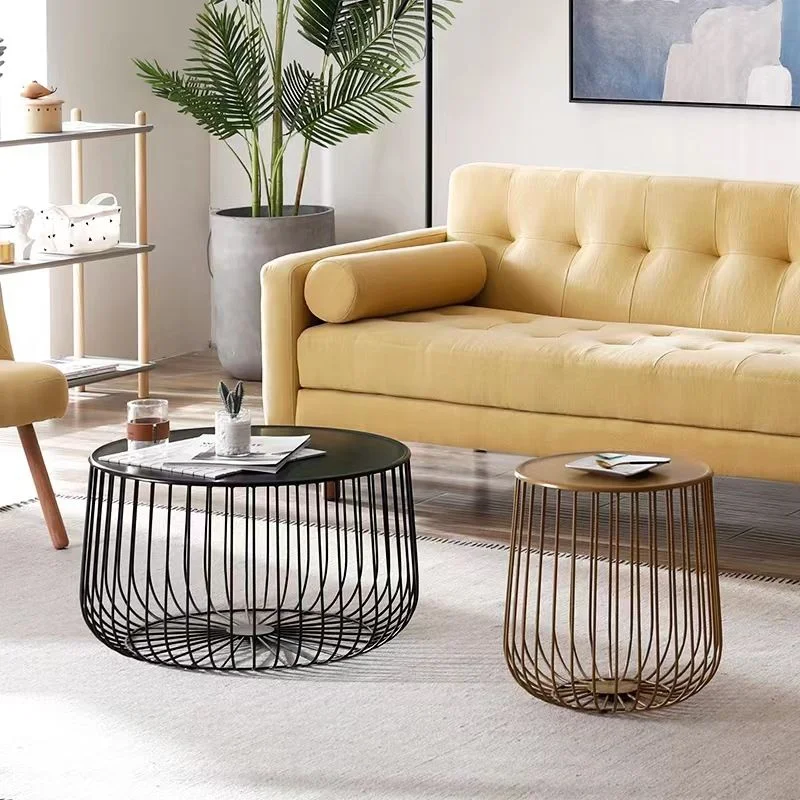 Nordic Simple Iron Pumpkin Tea Table Industrial Style Art Side Table Light Luxury Bird Cage Shape Coffee Tables Living Room Ins