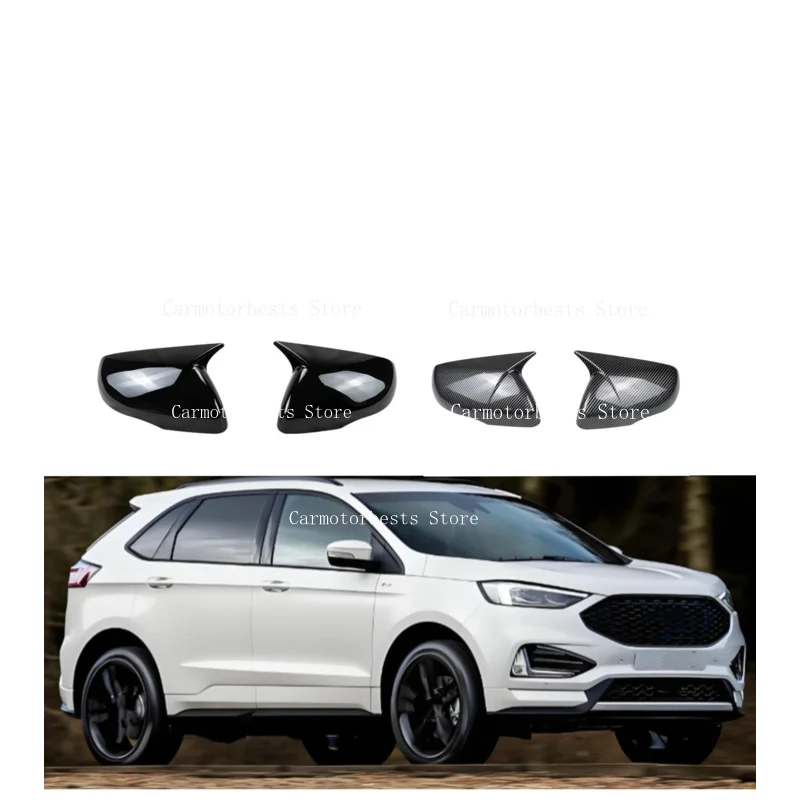 Car Sticker Rearview Side Mirror Cover Fit For Ford Edge 2015 2016 2017 2018 -2021 Wing Cap  Rear View Case Trim Carbon Fiber