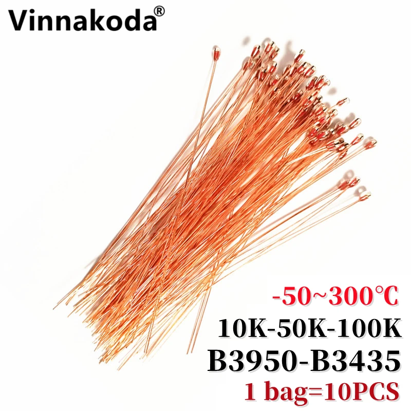 10 sztuk MF51D czujnik temperatury z pojedynczą końcówką NTC B3435 B3950 10K 50K 100K 1% odporność na temperaturę 300 ℃   Sonda do drukarki 3D