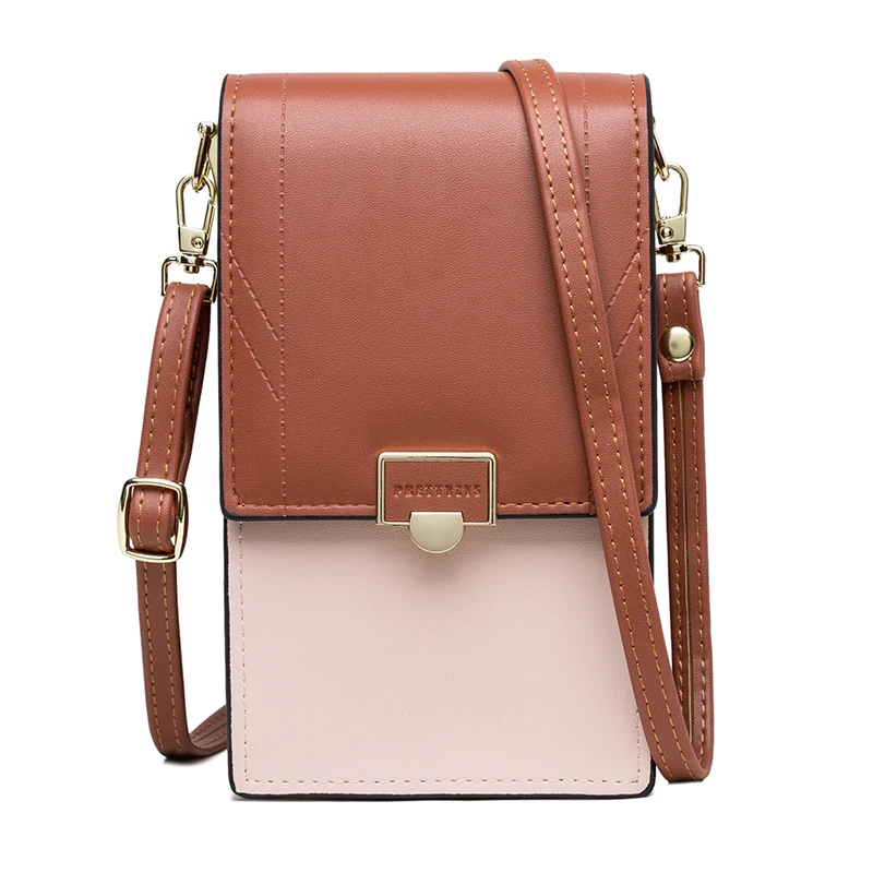 Spring new mobile phone bag female Japanese and Korean high-end trend color bump buckle vertical women\'s shoulder bag large capa