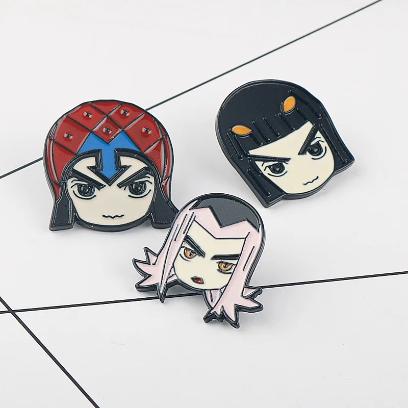 4pcs/set Anime JOJOS Enamel Brooch Cartoon Cute Character Metal Badge Lapel Backpack Hat Pin Fashion Clothing Accessories Gifts